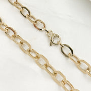 14K Solid Hollow Gold Flat Oval Link Chain